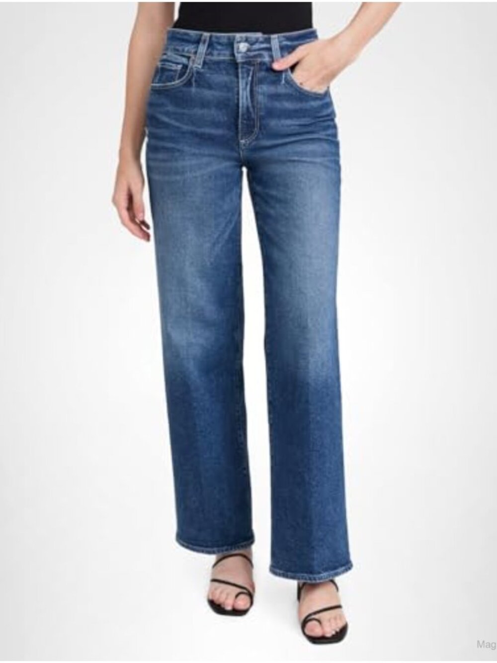 PAIGE Sasha 32" High Rise Straight Leg Jeans Button Fly Cotton Blend